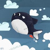 Illustrazione orca tra le nuvole